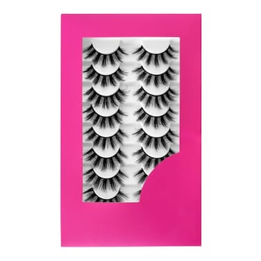 beautykaisen 8Pair 3D False Eyelashes Fluffy Natural Look PACK Volume Fluffy Natural Faux Mink Lashes3D999 DRAK PINK