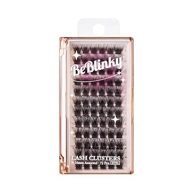 BeBlinky False Eyelashes Lash Extension Kit 01 9mm16mm Wide Band Easy to Apply and Remove No Damage to Natural Eyelashes 72 Lash Clusters Natural