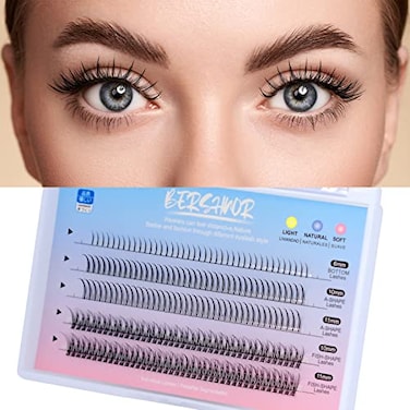 BERSHNOR BlueSmurfs Individual Fairy Eyelashes Extensions Fluffy DIY Cute Eye Cluster Eyelashes Natural Faux Mink False Eye Lashes Multipack of 170 Mini Individuals Fairy Lash Clusters Include Bottom