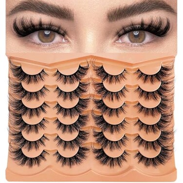 Ninglash Cat Eye Lash Manga False Eyelashes Strip Lashes Wispy Fake Eyelash Volume Thick 18mm Long Mink Fluffy Fox Eyelashes Natural Look Spikes Anime Lashes 12 Pairs Pack