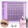 ALICE Clear Band Lash Clusters Kit Natural Wispy Lash Extensions Kit 1014mm DIY Eyelash Extension Kit CCurly Individual Lashes Kit with Lash Glue Lash Remover Self Application at Home by