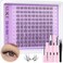 ALICE Clear Band Lash Clusters Kit Natural Wispy Lash Extensions Kit 1014mm DIY Eyelash Extension Kit CCurly Individual Lashes Kit with Lash Glue Lash Remover Self Application at Home by