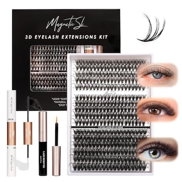 Magnetic SL DIY Lash Extensions Kit 320pcs Individual Lashes Clusters 30D 40D 60D Eyelash Extension Kit with Applicator and Lash BondSeal Lash Remover For False Eyelash Mix 1120mm 30D40D60D KIT