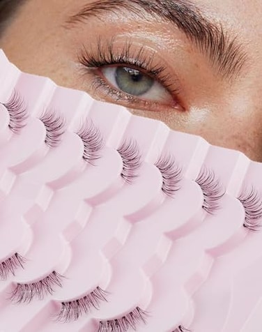 Easeful Half Lashes Natural Corner Eyelashes Wispy Natural Look Clear Band 34 Lashes Half01