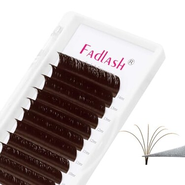 FADLASH Brown Lash Extensions Easy Fan Volume Lashes Colored Lash Extensions CD Curl Volume Lash Extension 007 Self Fanning Eyelash Extensions Dark Brown007D 1520mm