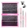 FADLASH Lash Extension DIY Kit Volume Fluffy Lash Clusters D Curl Cluster Lashes with Lash Bond and Seal Lash Tweezers for DIY Eyelash Extension at Home for Self UseKit 80D100D007D1218MIX
