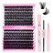 FADLASH Lash Extension DIY Kit Volume Fluffy Lash Clusters D Curl Cluster Lashes with Lash Bond and Seal Lash Tweezers for DIY Eyelash Extension at Home for Self UseKit 80D100D007D1218MIX