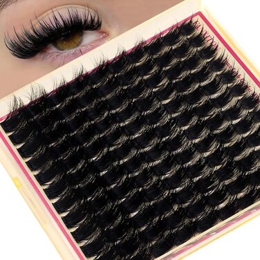 FANXITON 3D Volume Lash Clusters with Spiky 1218mm Long Lash Extension Wispy Eyelash Clusters Fluffy DIY Eyelash Extensions for Dramatic Salon Look at Home