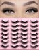 FARRED Natural Lashes Short Eyelashes Wispy False Mink Lash Pack 14 Pair Fluffy Cat Eye Strip Eyelash that Looks Like Extensions Small Fake Lashes for MUA and Beginners Daily Makeup F14 815mm