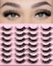 FARRED Natural Lashes Short Eyelashes Wispy False Mink Lash Pack 14 Pair Fluffy Cat Eye Strip Eyelash that Looks Like Extensions Small Fake Lashes for MUA and Beginners Daily Makeup F14 815mm