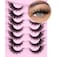 Kiromiro Fox Eye Lashes Wispy False Eyelashes 18mm Volume Faux Mink Lashes Soft Fake Lash Strips by 7 Pairs