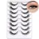 Fyonas Cat Eye Lashes Wispy False Eyelashes 514mm Short Fake Lashes Natural Look D Curl Strip Lashes with Clear Band 8 Pairs Soft Fluffy Lashes Pack CT01