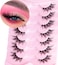 Kiromiro Half Lashes Fox Eye Faux Mink Lashes Wispy Eyelashes Cat Eye 20mm Fake Lashes Spiky Strip Eyelashes Pack 7 Pairs