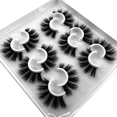 HBZGTLAD 6 Pairs Fluffy False Eyelashes Natural Faux Mink Strip 3D Lashes Pack MDF14