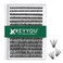 KEYYOU Lash Clusters 300pcs Individual Lashes 40D 007C Curl 918MIX DIY Eyelash Extension Soft Natural Volume Cluster Lashes with Large Tray