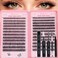 WIGICD Lash Clusters Kit Eyelash Clusters Individual Lash Extension Kit Pcs D Curl Fluffy Wispy False Eyelashes Extensions Thin Band with Bond Seal Tweezers Brush Removers 30D40D KIT 916mm