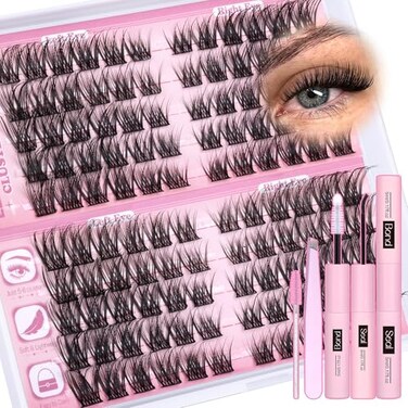 Eefofnn Lash Clusters Kit Wispy Cluster Eyelash Extensions Kit Natural Eyelash Clusters with Lash Bond and Seal Waterproof Tweezers 1116mm CCurly Individual Lashes 120pcs DIY Lash Extension Kit by