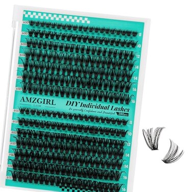 AMZGIRL LASH Lash Clusters Wispy 280PCS Eyelash Extension 60D 80D Cluster Lashes Individual Lashes DIY Lash Extension Natural Look Cluster Eyelash Extensions Soft False Eyelashes at Home for Beginners