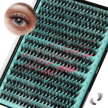 AMZGIRL LASH Lash Clusters Wispy 280PCS Eyelash Extension 60D Cluster Lashes Individual Lashes DIY Lash Extension Natural Look Cluster Eyelash Extensions Soft False Eyelashes at Home for Beginners12mm