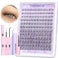 LANFLOWER Lash Extension Kit Natural Lash Clusters Kit Wispy Eyelash Extension kit with Lash Bond and Seal and Lash Remover Eyelash Clusters Kit C Curved Individual Lashes by Lanflower