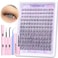 LANFLOWER Lash Extension Kit Natural Lash Clusters Kit Wispy Eyelash Extension kit with Lash Bond and Seal and Lash Remover Eyelash Clusters Kit C Curved Individual Lashes by Lanflower