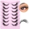 PHKERATA Lashes Natural Look Cat Eye False Eyelashes Wispy Fox Eye Lashes Wispy 15mm 6D Volume Strip Fake Eyelash Extension Look by 7 Pairs Pack