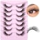 PHKERATA Lashes Natural Look Cat Eye False Eyelashes Wispy Fox Eye Lashes Wispy 15mm 6D Volume Strip Fake Eyelash Extension Look by 7 Pairs Pack