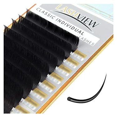 LASHVIEW Eyelash Extensions Individual Lashes Premium Classic Lashes 015 D Curl Thickness 15mm Natural Semi Permanent Eyelashes Soft Applicationfriendly Black