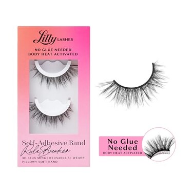 Lilly Lashes 3D Self Adhesive Eyelashes No Lash Glue Needed Body Heat Activated Press on Lashes Reusable Self Adhesive Eyelashes Up to 5x Easy to Apply Remove RuleBreaker