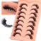 zanlufly Mink Lashes Cat Eye False Lashes Fox Eye False Eyelashes Lashes Natural DCurly Volume Fake Eyelashes Soft Handmade Lashes that Look Like Extensions Lashes Pack