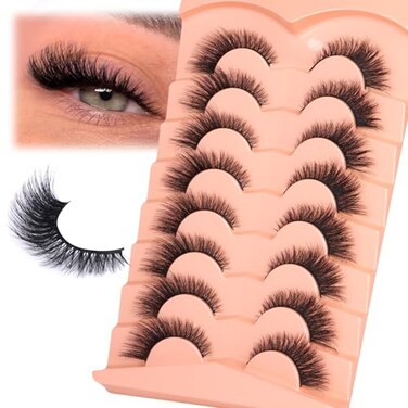 zanlufly Mink Lashes Cat Eye False Lashes Fox Eye False Eyelashes Lashes Natural DCurly Volume Fake Eyelashes Soft Handmade Lashes that Look Like Extensions Lashes Pack