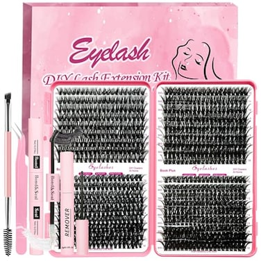 Qiveaory DIY Lash Extension Kit 720pcs Individual Lashes Clusters D Curl Eyelash Extension Kit with Lash Bond and Seal Eyelash Remover Tweezers Brush1018mm30D40D50D60D Lash Books DIY at Home