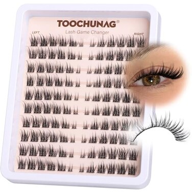 TOOCHUNAG Wispy Lash Clusters Natural Cluster Eyelash Extensions 3D Fairy Individual Lashes Clusters Eyelashes CD Curve LeftRight 715mm DIY Lash Extension at Home