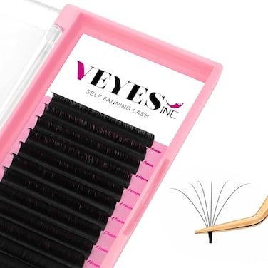 VEYES INC Easy Fan Volume Lash Extensions 03 05 07 JBLCCCDDD Curl 825mm Mixed Single Length Tray Matte Black Self Fanning Eyelashes Professional Supplies for Lash Techs 003 C 816mm