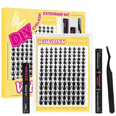 WiWiLINK Lashes California Sunset Kit Manga Lash Clusters Kit 818mm Wispy Eyelash Clusters DIY Lash Spikes Waterproof Anime Extension 03mm UltraThin Band Individual Cluster Eyelash Extensions Kit