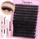 Yawamica Fluffier Lash Clusters Kit with Remover Wispy Cluster Eyelash Extensions 1220mm Eyelash Clusters 200D Volume Lash Extension Kit D Curly Cluster Lashes with Bond and Seal Remover Tweezers