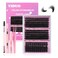 YIDUO Volume Lash Clusters Kit 255Pcs Wispy Individuals Eyelash Extension Kit 3 Styles Thick Clusters Lashes Extensions Kit with Bond and Seal Tweezers Removers Eyelash Eyebrow Brush