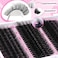 YIDUO Volume Lash Clusters Kit 255Pcs Wispy Individuals Eyelash Extension Kit 3 Styles Thick Clusters Lashes Extensions Kit with Bond and Seal Tweezers Removers Eyelash Eyebrow Brush