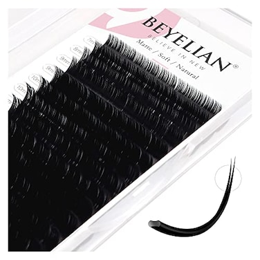 BEYELIAN Ellipse Flat Eyelash Extension 16 Rows 020mm C Curl 715mm Mixed Length Lash Extension Matte Black Professional Eyelash Extension Supplies for Salon Use