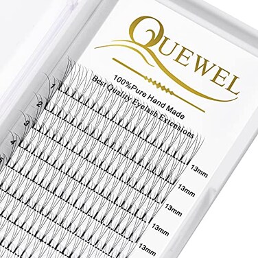 QUEWEL Premade Lash Fans 3D Premade Fans Eyelash Extensions 010mm Thickness D Curl 13mm Volume Lash Extensions Short Stem Pre Made Fans Eyelash Extensions3D 010D 13mm