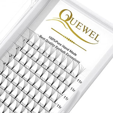 QUEWEL Premade Lash Fans 5D Premade Fans Eyelash Extensions 007mm Thickness C Curl 11mm Volume Lash Extensions Short Stem Pre Made Fans Eyelash Extensions5D 007C 11mm