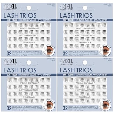 Ardell Soft Touch Trios Individual Lashes False Eyelashes DIY Lash Clusters Natural Lightweight Reusable Cluster Eyelash Extensions Black 4 Pack