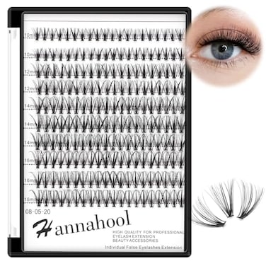 Hannahool 200Pcs 20Roots Individual False Lashes Mixed 8101214mm9111315mm10121416mm1618mm1820mm 007 Thickness Natural Cluster Lashes Makeup Volume Eye Lashes Extensions 10121416mm