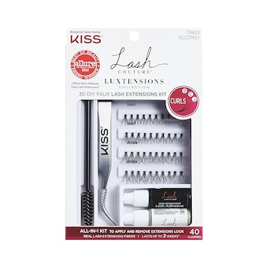 KISS Kiss Lash Couture Luxtensions False Eyelashes Lash Extension Kit 40 Reusable Lash Clusters 12mm Tweezers Spoolie SemiPermanent Lash Adhesive Remover