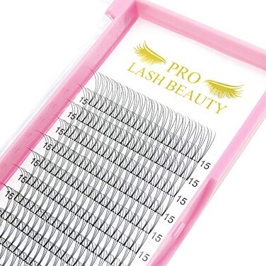 PRO LASHBEAUTY Premade Volume Eyelash Extensions 3DC00713 Short Stem Premade Fans Eyelash Extensions 9 to 20 mm Pre made Lash Fans 3D 5D 7D Volume Lash Extensions 07 10 C D Curl3DC00713mm