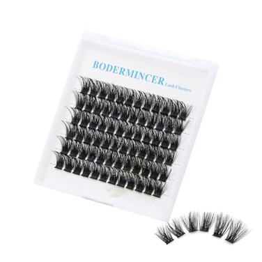 Bodermincer 72 Cluster Bundles 3D Effect Glue Bonded Individual LashEyelash Extensions Natural Style 16MM