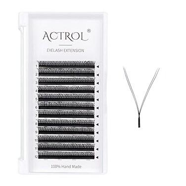 ACTROL YY Lashes Extension Professional Grade Black 007mm C Curl 8mm Volume Individual YY Eyelashes Extension Y Shaped Soft Eyelashes Thin Root Easy Fan Making for Lash Artists