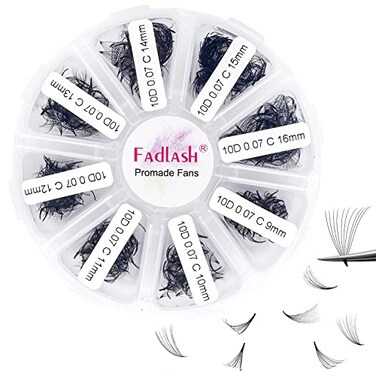 FADLASH Volume Lash Extensions Mixed Tray 1000 Premade Fans 10D Loose Promade Fans Pointy Base Premade Fans Eyelash Extensions Handmade Premade Lash Fans 10D007C916mm