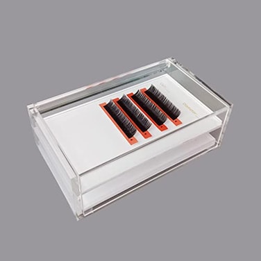 LIXIMMAZN Two Layers Eyelash Grafting Pallet with Cover Dustproof Acrylic Lash Tile holder Eyelash Extensions Storage Gasket Pads 2 Tiers for Beginners Beauty Artist Salon White