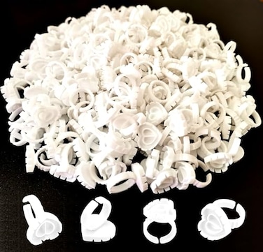 Jusbuya Blossom 300 PCS Heart Glue Cups for Lash Extension Supplies Fan Fanning Eyelash Glue Holder White